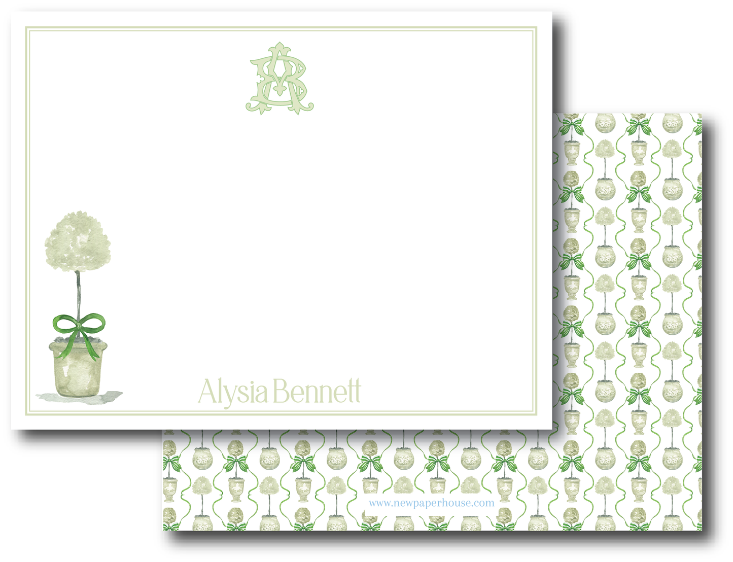 Green Topiary Stationery Set