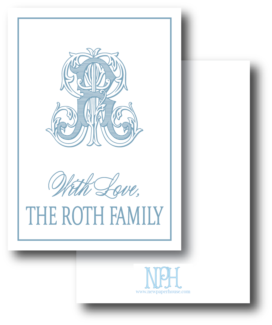 Vintage Initial Enclosure Card- Customize Color